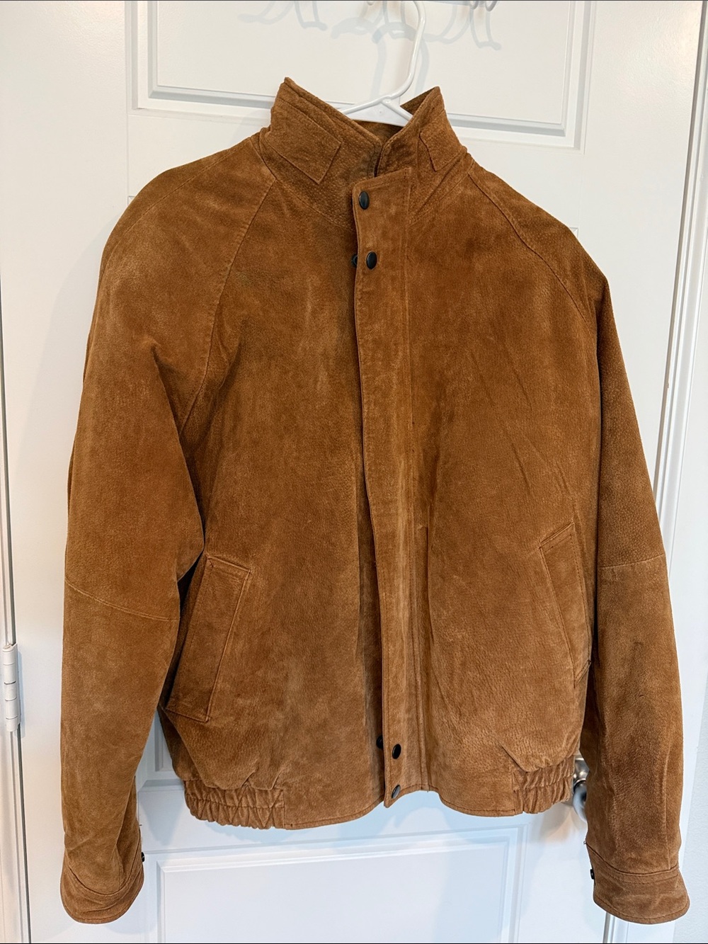 John Ashford Suede Bomber Jacket in Cognac Brown